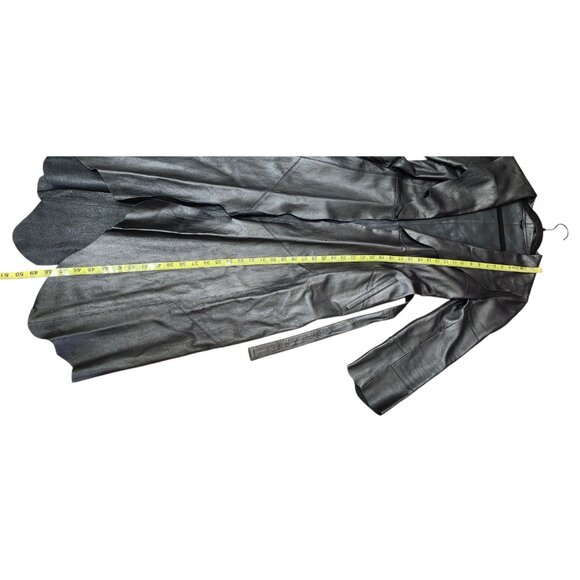 GIAN MORI Black Genuine Leather Maxi Coat  Runway Style Made in Europe, Belted S - Picture 12 of 15